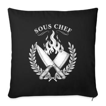 Sous-chef Flammes Conception de cuisson - Housse de coussin décorative 45 x 45 cm - noir - Devant