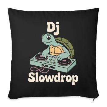 DJ Slowdrop Turtle à la cabine du DJ - Housse de coussin décorative 45 x 45 cm - noir - Devant
