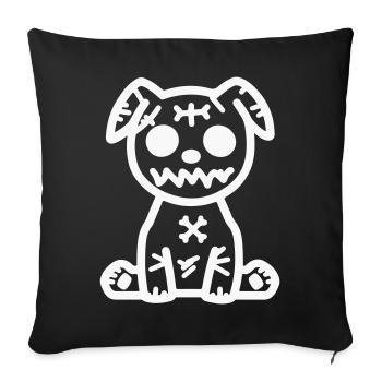 hund_zombie- - Housse de coussin décorative 45 x 45 cm - noir - Devant