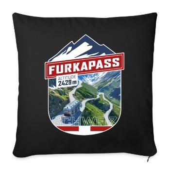 Sticker_CH_Furka - Sofa pillowcase 17,3'' x 17,3'' (45 x 45 cm) - black - Front