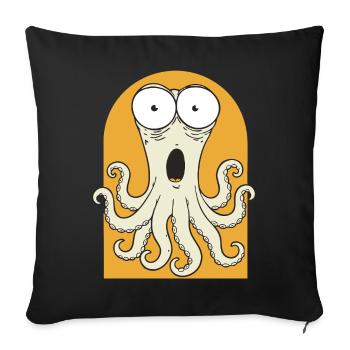 Surprised octopus on orange - Sofa pillowcase 17,3'' x 17,3'' (45 x 45 cm) - black - Front