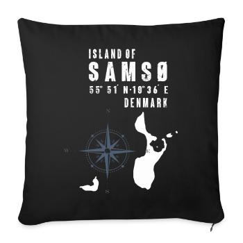 Samsø Samsoe Island Outline Boussole - Housse de coussin décorative 45 x 45 cm - noir - Devant