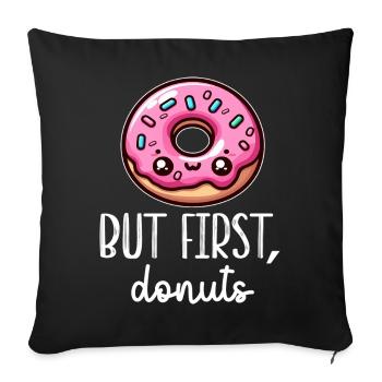Kawaii Donut First Donuts - Sofa pillowcase 17,3'' x 17,3'' (45 x 45 cm) - black - Front