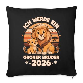I'm going to be A big brother in 2026 - Sofa pillowcase 17,3'' x 17,3'' (45 x 45 cm) - black - Front