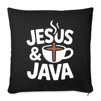 Jésus et le café pour les amateurs de café - Housse de coussin décorative 45 x 45 cm - noir - Devant