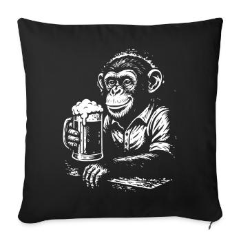 Beer Loving Monkey Portrait Tee - Housse de coussin décorative 45 x 45 cm - noir - Devant