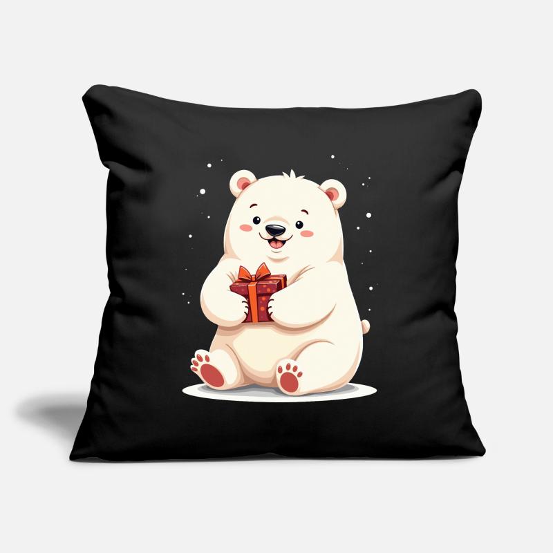 Niedlicher Eisbär mit Geschenkillustration Sofakissenbezug 45 x 45 cm