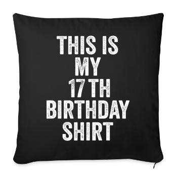 Cadeau 17e Anniversaire 17 ans - cadeau 17 ans - Housse de coussin décorative 45 x 45 cm - noir - Devant