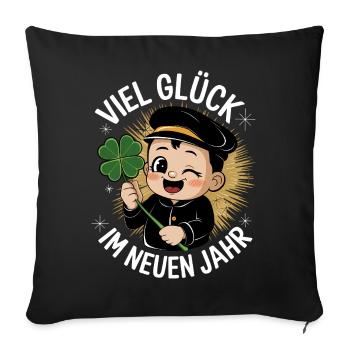 Lucky New Year Chimney Sweep Shamrock New Year's Eve - Sofa pillowcase 17,3'' x 17,3'' (45 x 45 cm) - black - Front