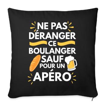 Baker Men's Aperitif Humour Gift Idea Funny Beer - Housse de coussin décorative 45 x 45 cm - noir - Devant
