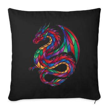 Stained Glass Dragon Mosaic Fantasy - Sofa pillowcase 17,3'' x 17,3'' (45 x 45 cm) - black - Front