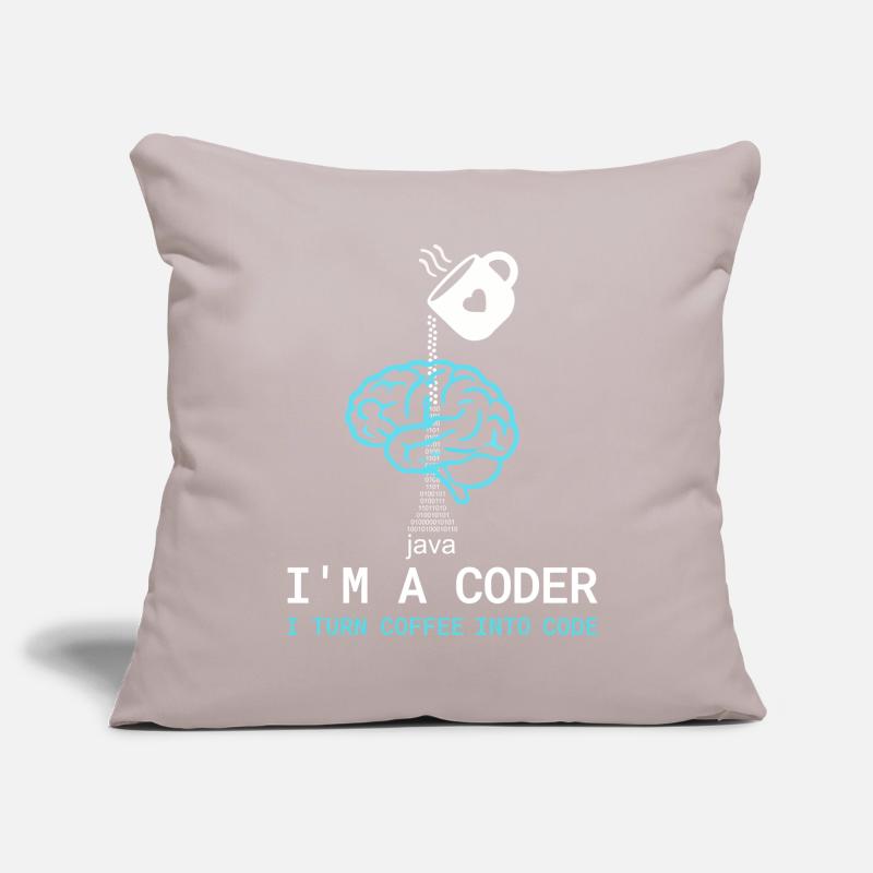 T-shirt Coder : Du café dans le code – Nerdy Programmie Housse de coussin décorative 45 x 45 cm