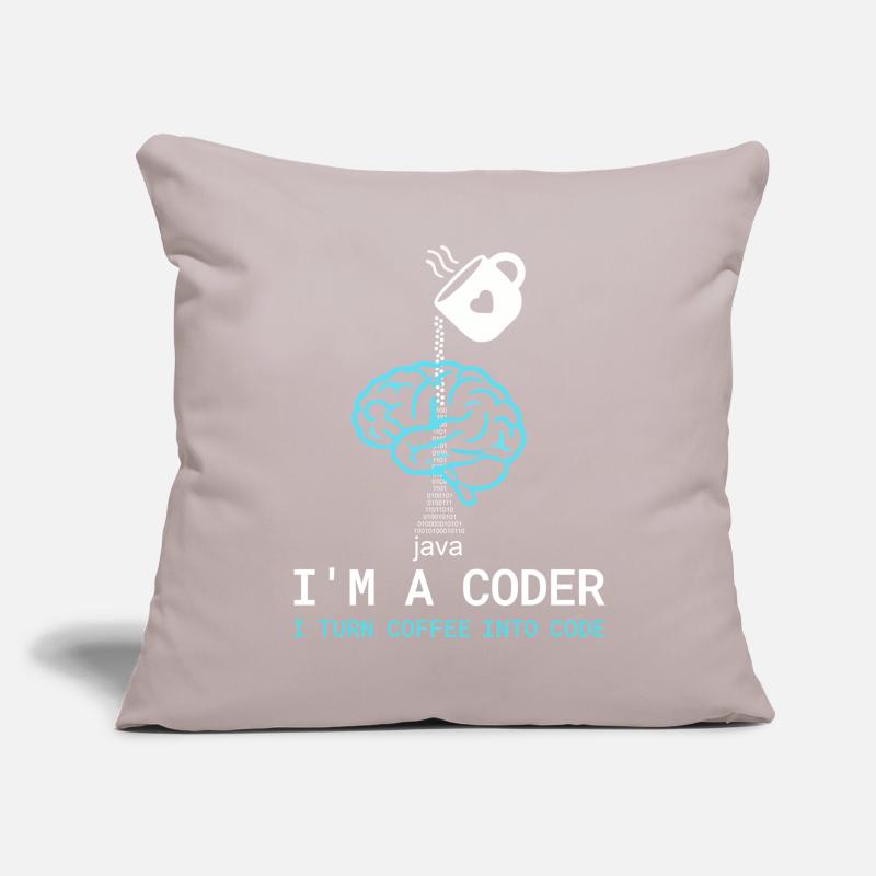 T-shirt Coder : Du café dans le code – Nerdy Programmie Housse de coussin décorative 45 x 45 cm
