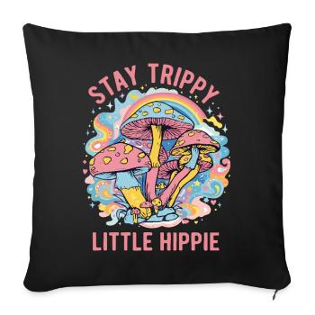 Reste Petit Art psychédélique hippie psychédélique - Housse de coussin décorative 45 x 45 cm - noir - Devant