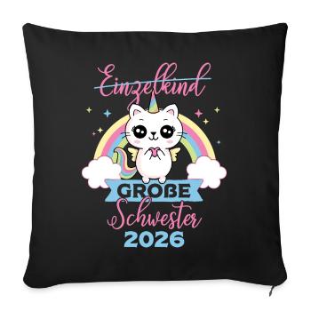 Only Child Big Sister 2026 Pregnancy - Sofa pillowcase 17,3'' x 17,3'' (45 x 45 cm) - black - Front