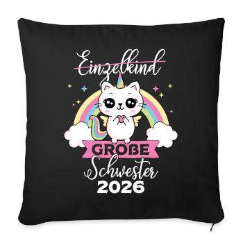 Grande Sœur enfant unique : grossesse 2026 - Housse de coussin décorative 45 x 45 cm - noir - Devant