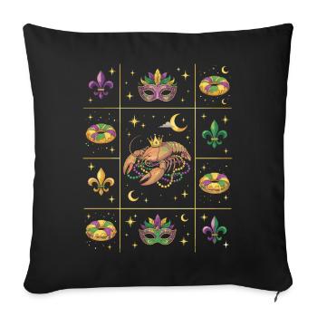 Flusskrebs-Karneval Mardi Gras - Sofakissenbezug 45 x 45 cm - Schwarz - Vorne