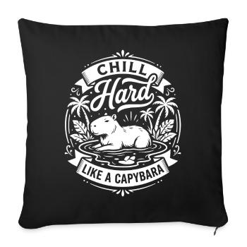 Ambiances de capybara chill hard - Housse de coussin décorative 45 x 45 cm - noir - Devant