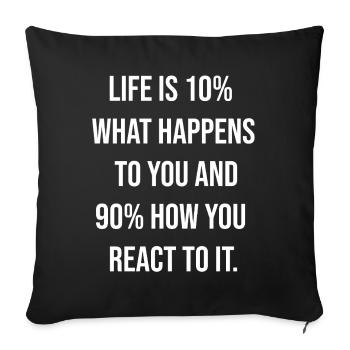 Typographie des citations de la puissance de réaction - Housse de coussin décorative 45 x 45 cm - noir - Devant
