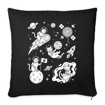 Astro Cats im Weltall - Sofakissenbezug 45 x 45 cm - Schwarz - Vorne