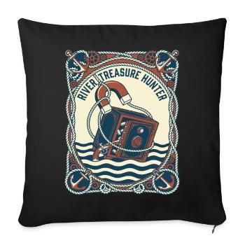 Pêche à Poissons Magnétique Rivière Chasseur de Trésors - Housse de coussin décorative 45 x 45 cm - noir - Devant