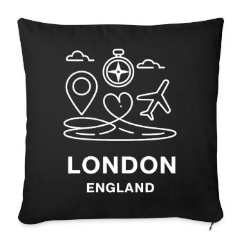 London England Travel Motif City Trip - Sofa pillowcase 17,3'' x 17,3'' (45 x 45 cm) - black - Front