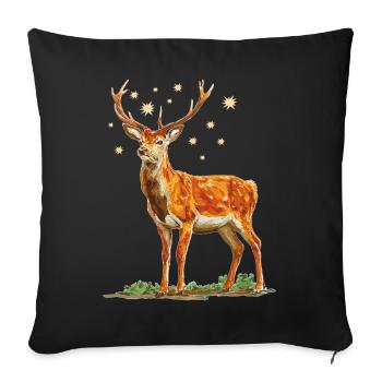 Deer with stars - Sofa pillowcase 17,3'' x 17,3'' (45 x 45 cm) - black - Front