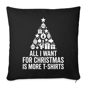 Souhait de Noël : Plus de T-shirts - Housse de coussin décorative 45 x 45 cm - noir - Devant