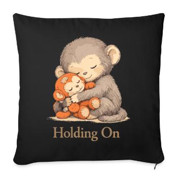 Peluche singe anxieux Solace - Housse de coussin décorative 45 x 45 cm - noir - Devant