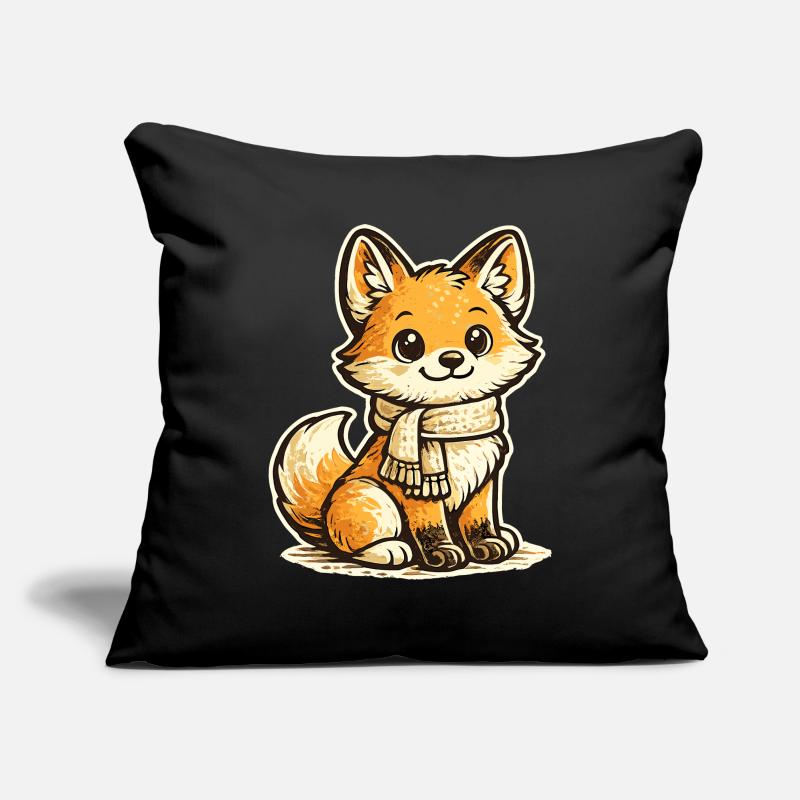 Warming fox with scarf Sofa pillowcase 17,3'' x 17,3'' (45 x 45 cm)