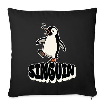 Singender Pinguin - Singuin - Sofakissenbezug 45 x 45 cm - Schwarz - Vorne