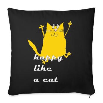 Cat Cheerful Cartoon - Sofa pillowcase 17,3'' x 17,3'' (45 x 45 cm) - black - Front