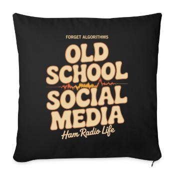 Altmodisches Social-Media-Amateurfunk-Tee - Sofakissenbezug 45 x 45 cm - Schwarz - Vorne