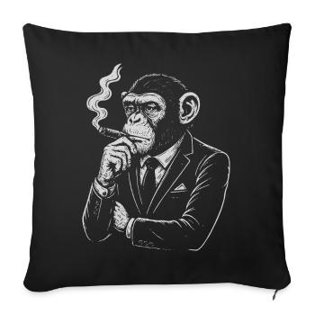 Zigarrenaffe im Anzug Retro - Sofakissenbezug 45 x 45 cm - Schwarz - Vorne