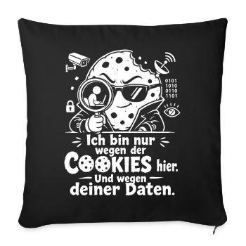 Cookies Daten Überwachung Satire Keks - Sofakissenbezug 45 x 45 cm - Schwarz - Vorne