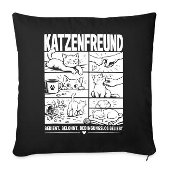 Katzenfreund Liebe Katze Comic - Sofakissenbezug 45 x 45 cm - Schwarz - Vorne