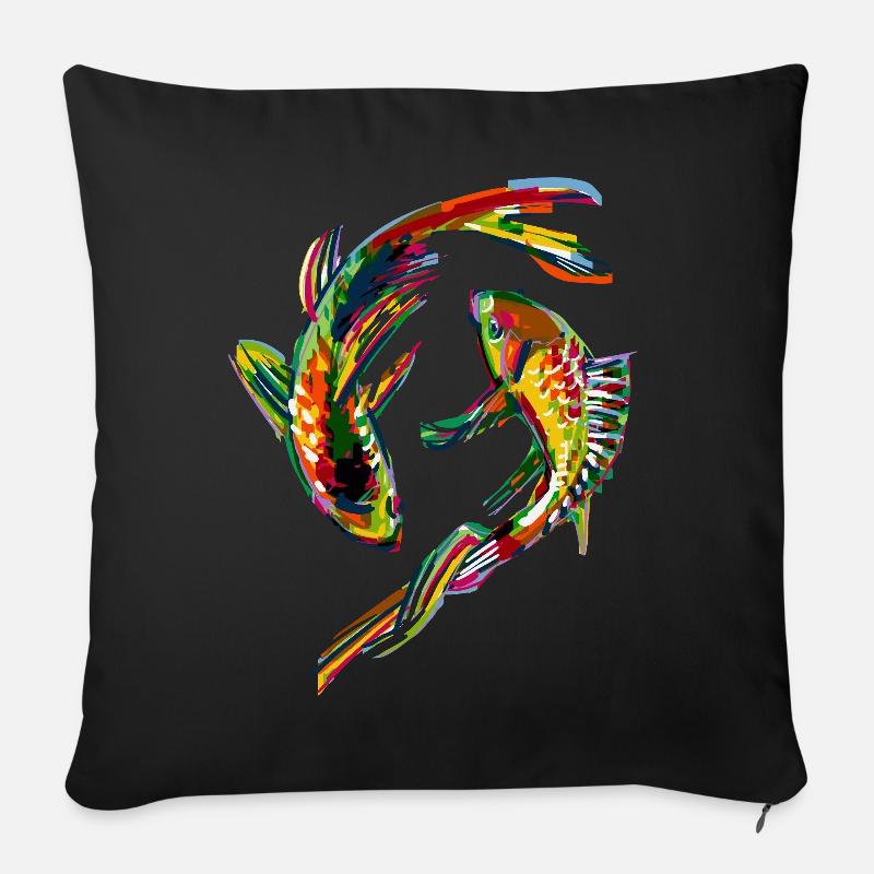 Bunte Karpfen - Sofakissenbezug 45 x 45 cm - Schwarz