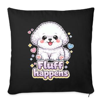 Fluff Happens – kawaii Bichon Dog Design - Sofakissenbezug 45 x 45 cm - Schwarz - Vorne