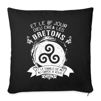 Et Le 8e Jour Dieu Crea Les Bretons Et Le Diabl... - Housse de coussin décorative 45 x 45 cm - noir - Devant