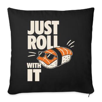 Just Roll With It Sushi Motif - Housse de coussin décorative 45 x 45 cm - noir - Devant