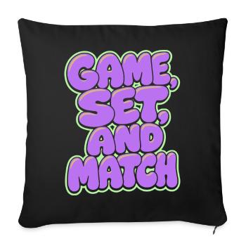 Set de jeu Maillot de tennis de match, style rétro violet - Housse de coussin décorative 45 x 45 cm - noir - Devant