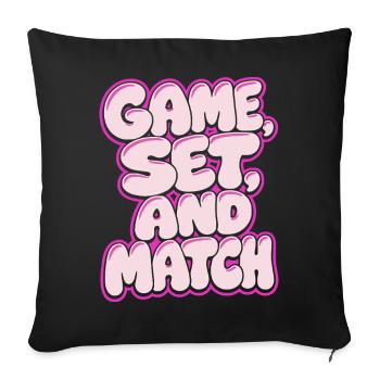 Game Set Match Tennis Shirt, Retro Style - Sofakissenbezug 45 x 45 cm - Schwarz - Vorne