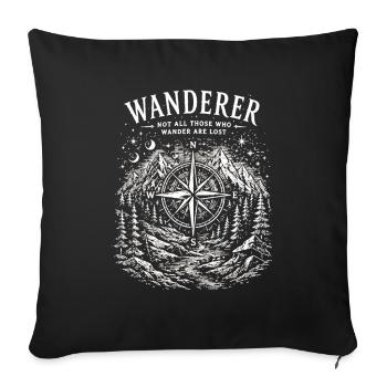 Conception de la Montagne de la Boussole Wanderer - Housse de coussin décorative 45 x 45 cm - noir - Devant