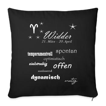 Widder_Sternzeichen - Sofakissenbezug 45 x 45 cm - Schwarz - Vorne