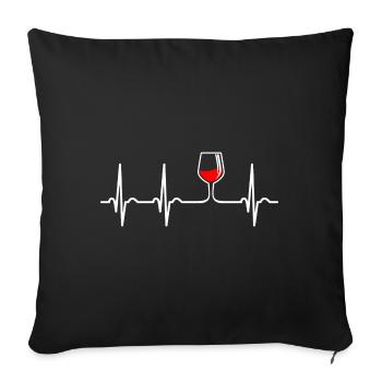 Rythme cardiaque Vin rouge Vin Vin Fréquence cardiaque ECG - Housse de coussin décorative 45 x 45 cm - noir - Devant