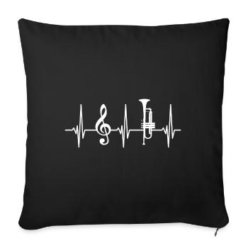 Trumpet Heartbeat ECG Clef Brass Music - Sofa pillowcase 17,3'' x 17,3'' (45 x 45 cm) - black - Front