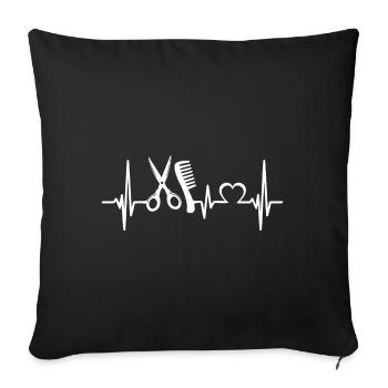 Coiffeur coiffeur coiffeur peigne ciseaux coiffeur - Housse de coussin décorative 45 x 45 cm - noir - Devant