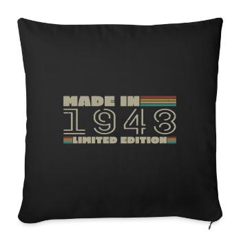 Vintage 1948 1948 Born in 1948 Birthday Gift - Sofa pillowcase 17,3'' x 17,3'' (45 x 45 cm) - black - Front