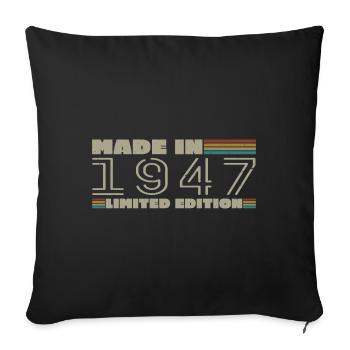 Cadeau d'anniversaire 1947 vintage 1947 né en 1947 - Housse de coussin décorative 45 x 45 cm - noir - Devant