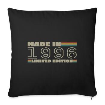 Cadeau d'anniversaire 1996 vintage 1996 né en 1996 - Housse de coussin décorative 45 x 45 cm - noir - Devant